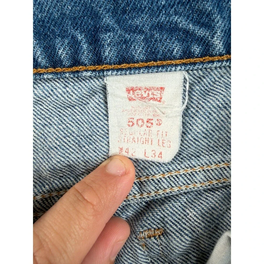 Vintage Levis 505 Jean Shorts Mens 40x9 Orange Tab Made in USA 90s 1994